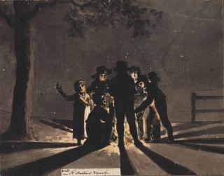 Christiaan Andriessen - A Page From The Artist\'S Illustrated Diary: Children Clustered Around A Saint Martin\'S Bonfire