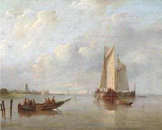 Christiaan Cornelis Kannemans - Fishing boats on a calm