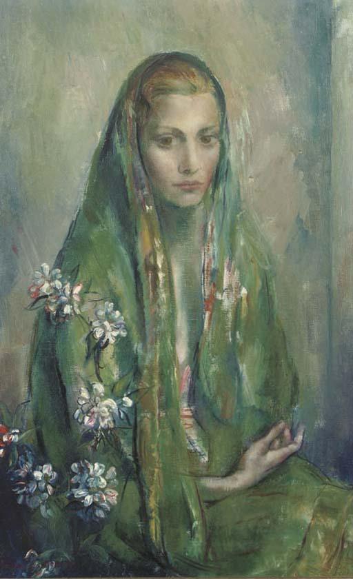Christiaan de Moor - Vrouw Met Groene Sjaal - Woman With Green Shawl