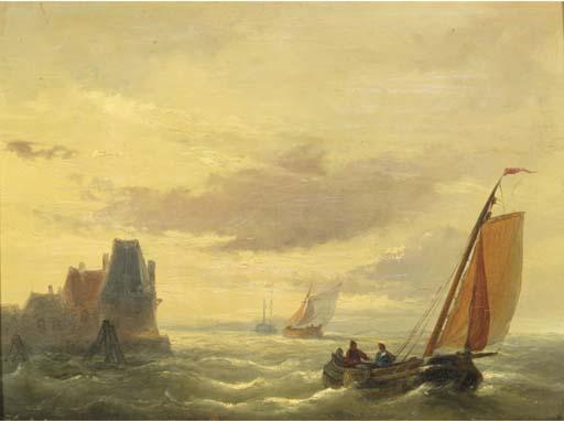 Christiaan Lodewijk Willem Dreibholtz - Sailing vessels by a coast