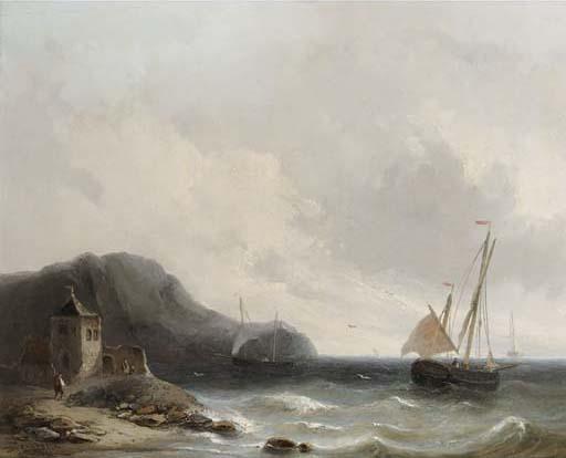 Christiaan Lodewijk Willem Dreibholtz - Shipping in a breeze off a rocky coast