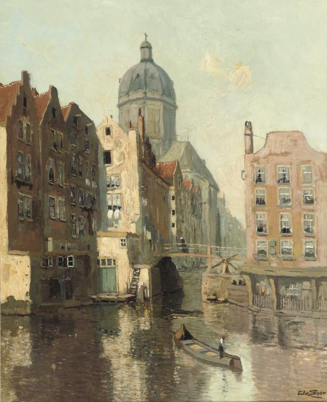 Christiaan Soer - The St. Nicolaas church seen from the Oudezijds Kolk, Amsterdam