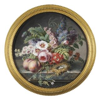 Christiaen Van Pol - Still Life With A Basket Of Flowers And Fruit, Circa 1790