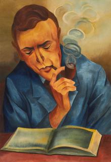 Christian Arnold - Lesender mit Pfeife.