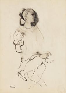 Christian Bérard - Esquisse de figure assise en collerette