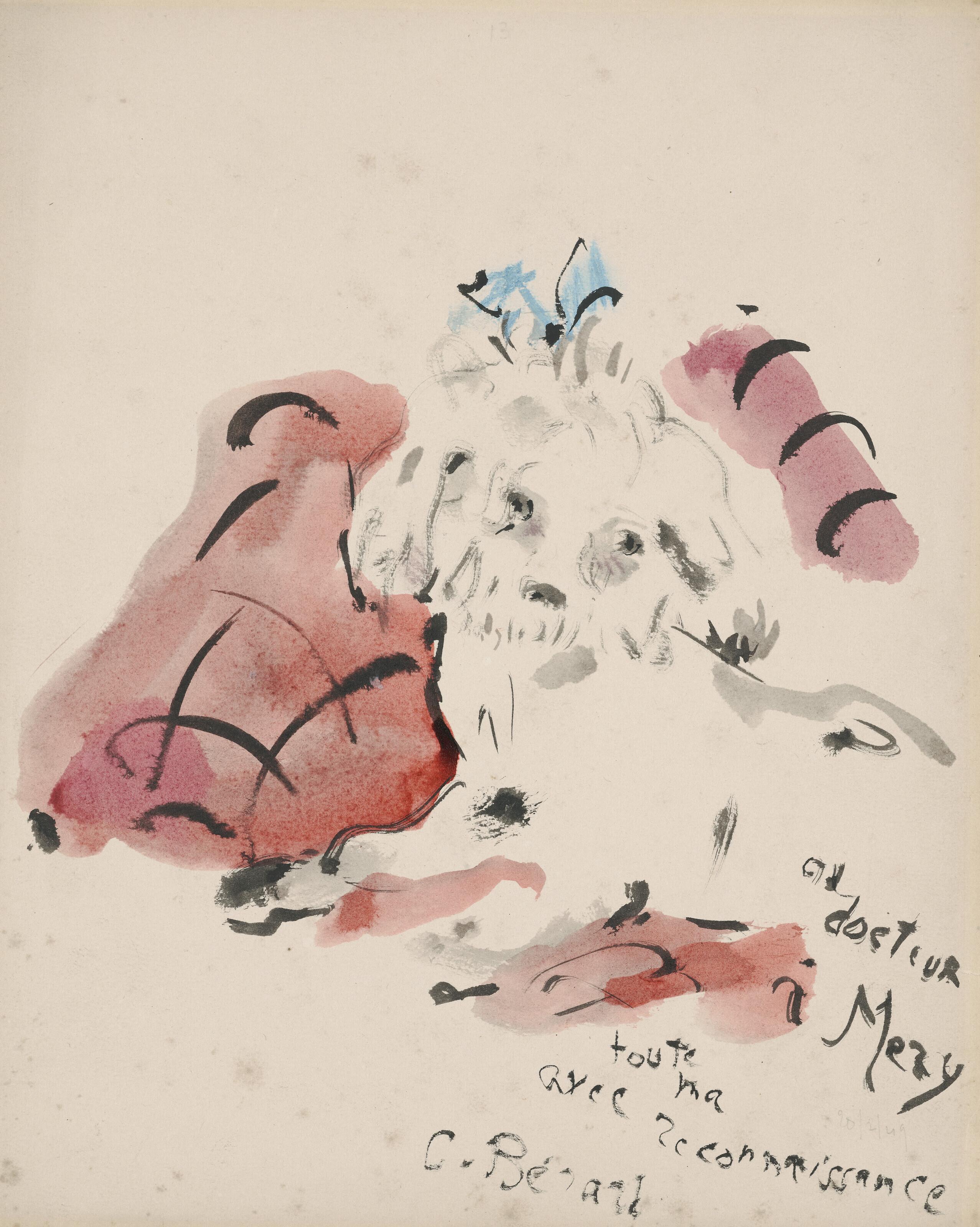 Christian Bérard - Petit chien (recto); Étude de chat (verso)