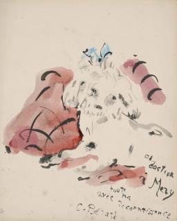 Christian Bérard - Petit chien (recto); Étude de chat (verso)