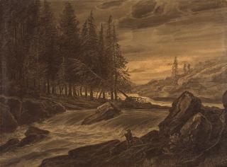 Christian Ezdorf - Gebirgsfluss mit Fischer.