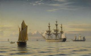Christian Frederic Eckardt - Danish a Frigate And Other Ships On A Calm Sea