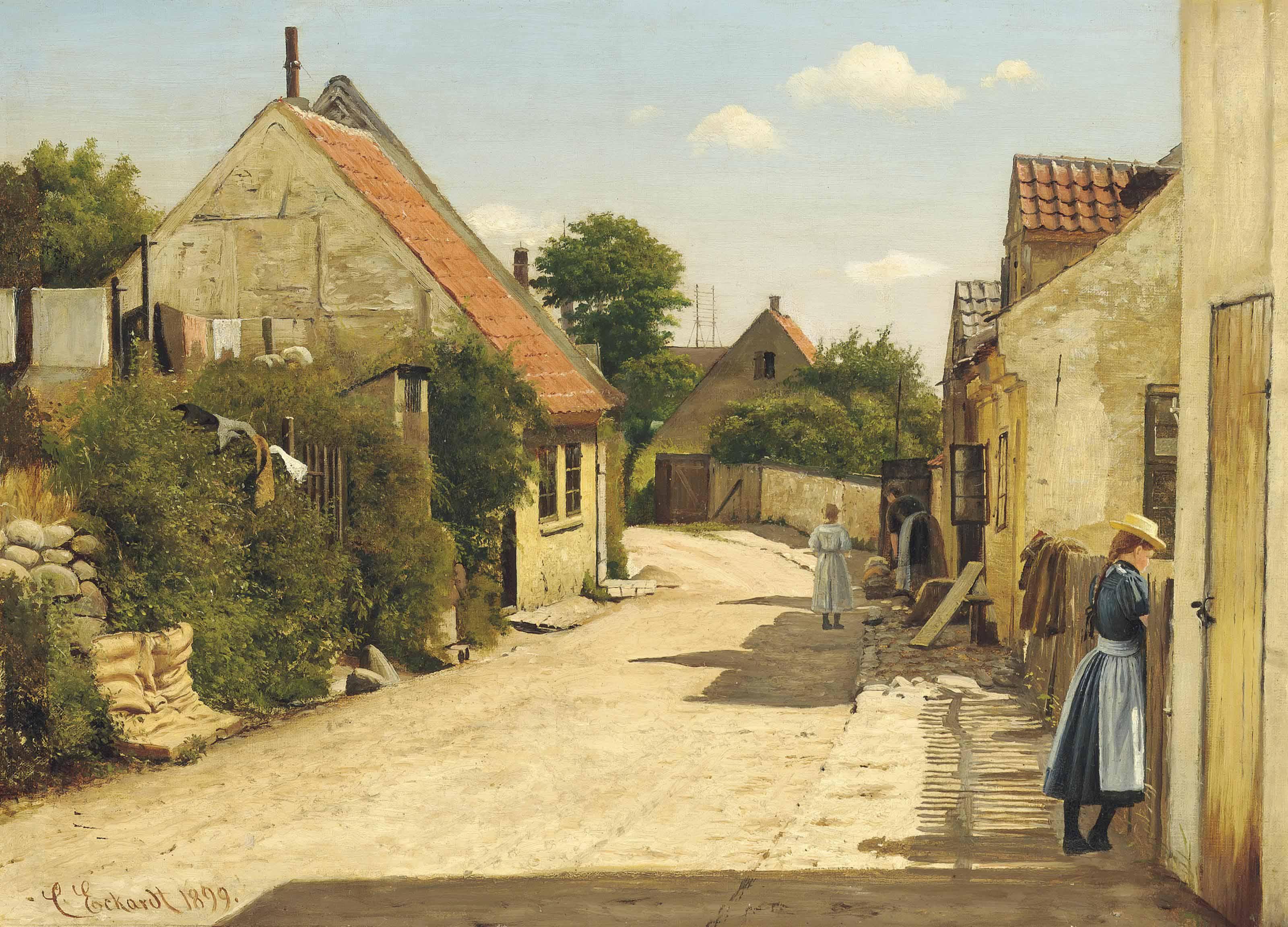 Christian Frederick Emil Eckardt - A Street In Kalundborg