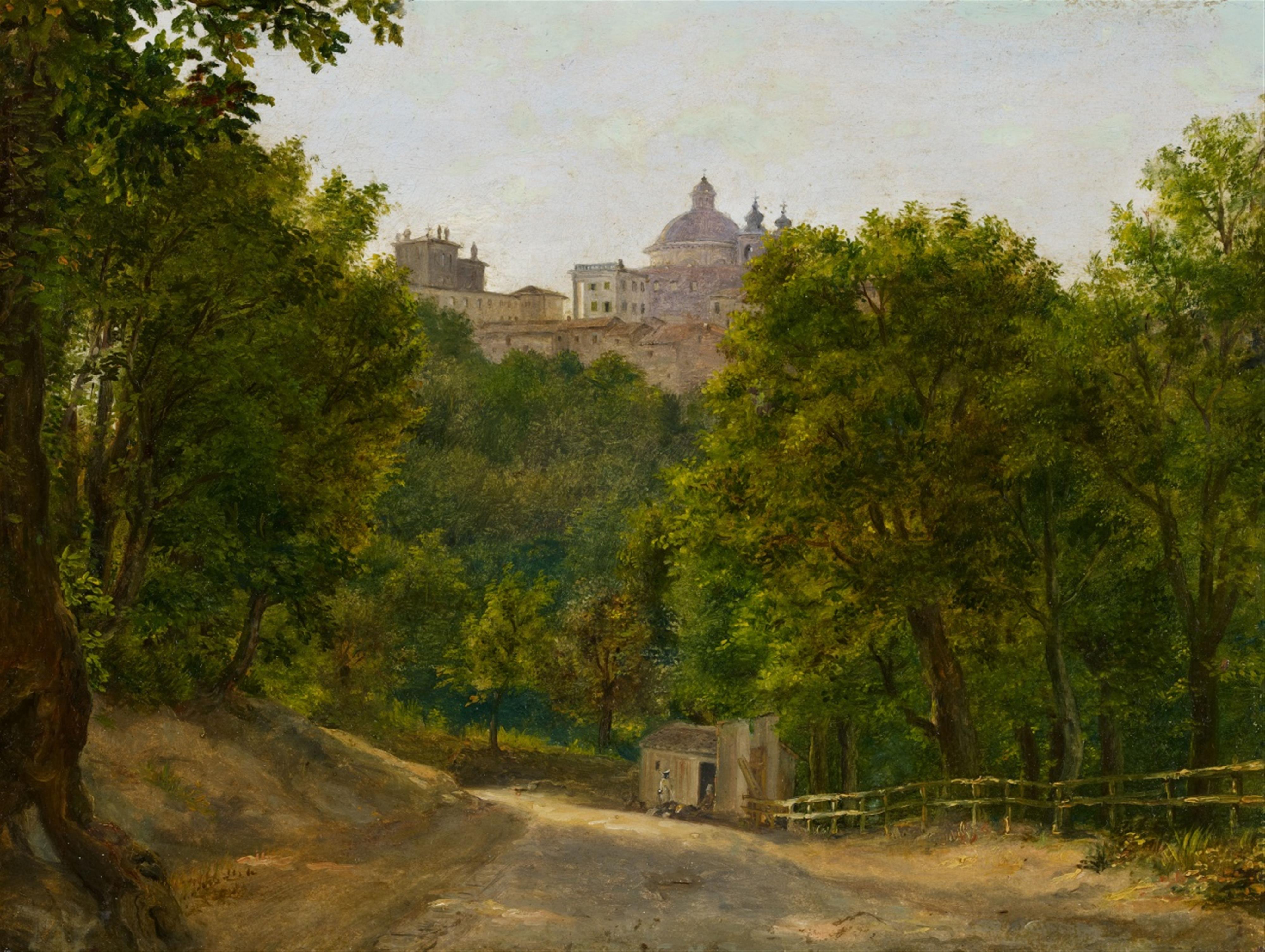 Christian Frederik Ferdinand Thoming - Landschaft mit Blick auf S. Maria Assunta in Ariccia