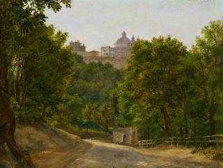 Christian Frederik Ferdinand Thoming - Landschaft mit Blick auf S. Maria Assunta in Ariccia