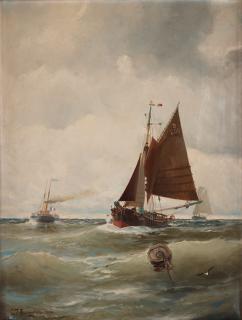 Christian Fredrik Swensson - Marin med franskflaggade båtar