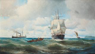 Christian Fredrik Swensson - Seascape with ships - scene from Öresund