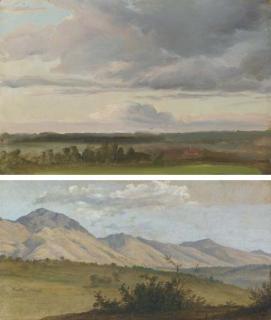 Christian Friedrich Gille - Landscape with Clouds near Moritzburg; and A View of Monte Serone and Monte Ernici