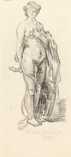 Christian Friedrich Gille - Weiblicher Akt mit Turban.