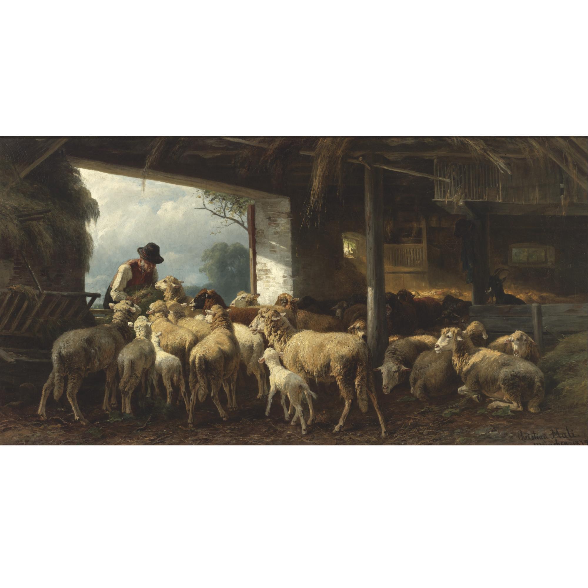 Christian Friedrich Mali - German Feeding The Sheep