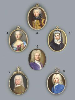 Christian Friedrich Zincke - A gentleman, in blue velvet coat and waistcoat and lace cravat, full bottomed powdered wig