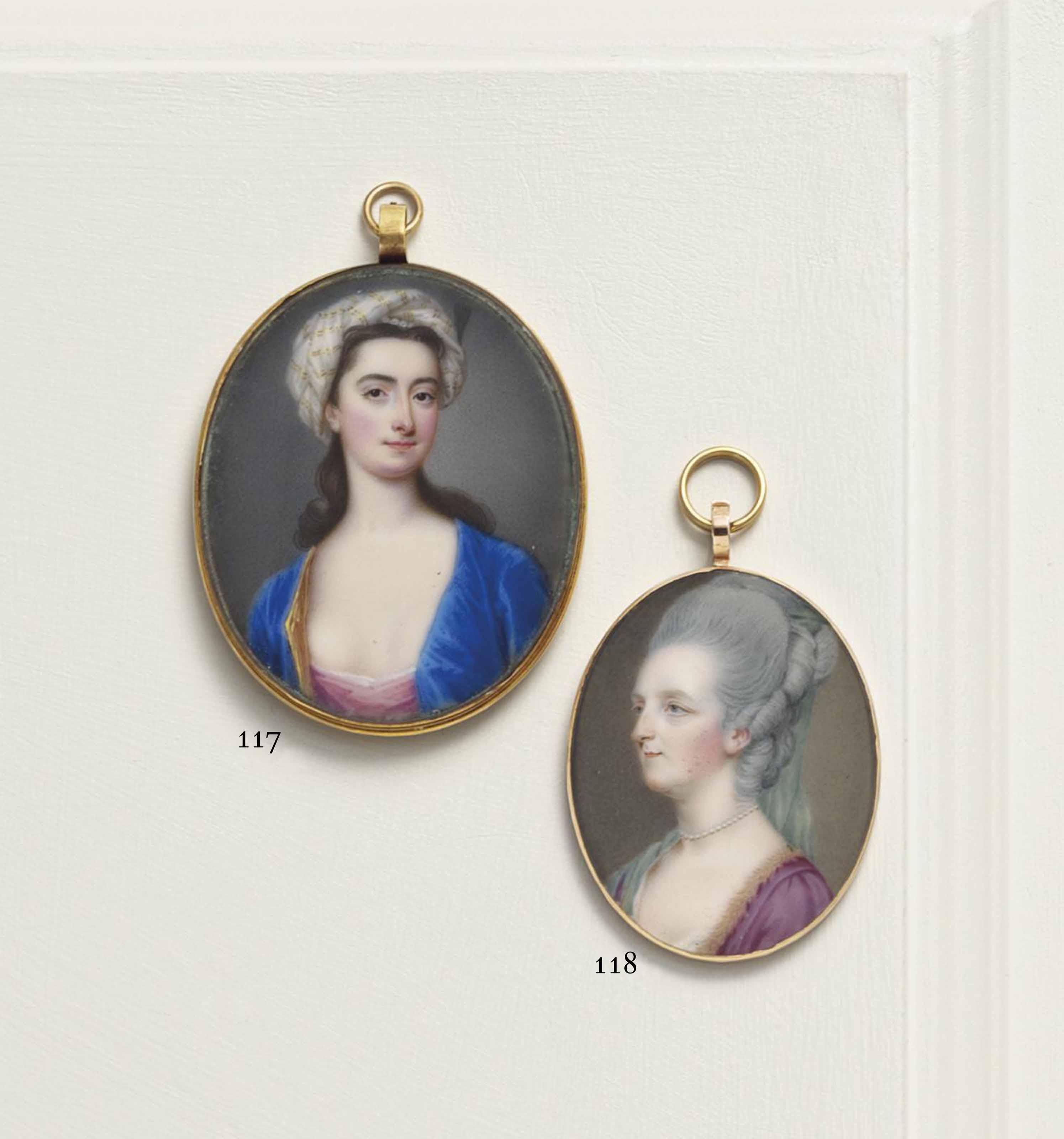 Christian Friedrich Zincke - Lady Mary Wortley Montagu, Née Pierrepont (1689-1762), In Gold-Lined Blue Surcoat, Pink Dress And Gold Embroidered White Turban