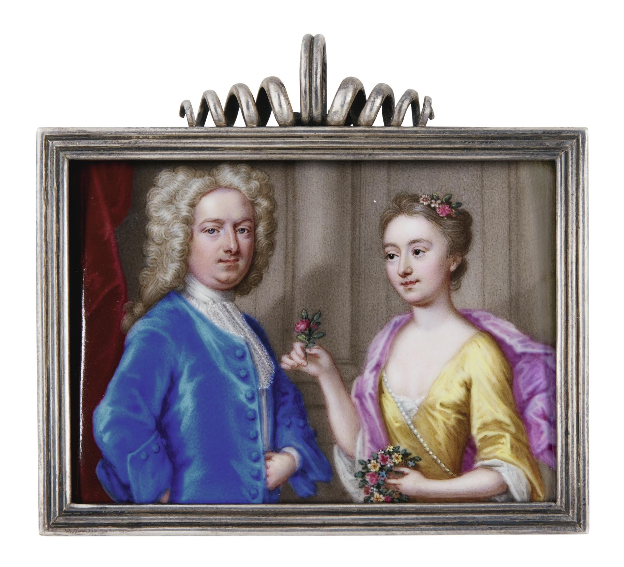 Christian Friedrich Zincke - Portrait Of A Lady And Gentleman, Circa 1725