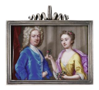 Christian Friedrich Zincke - Portrait Of A Lady And Gentleman, Circa 1725
