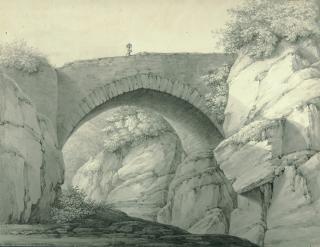 Christian Georg Schütz II. - Brücke über eine Felsenschlucht.