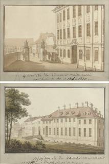 Christian Gottlob Hammer - A view of the rear of the Palace of Prince Karl of Kurland, Dresden; and A view of the Minister Hotel in the Seegasse, Dresden