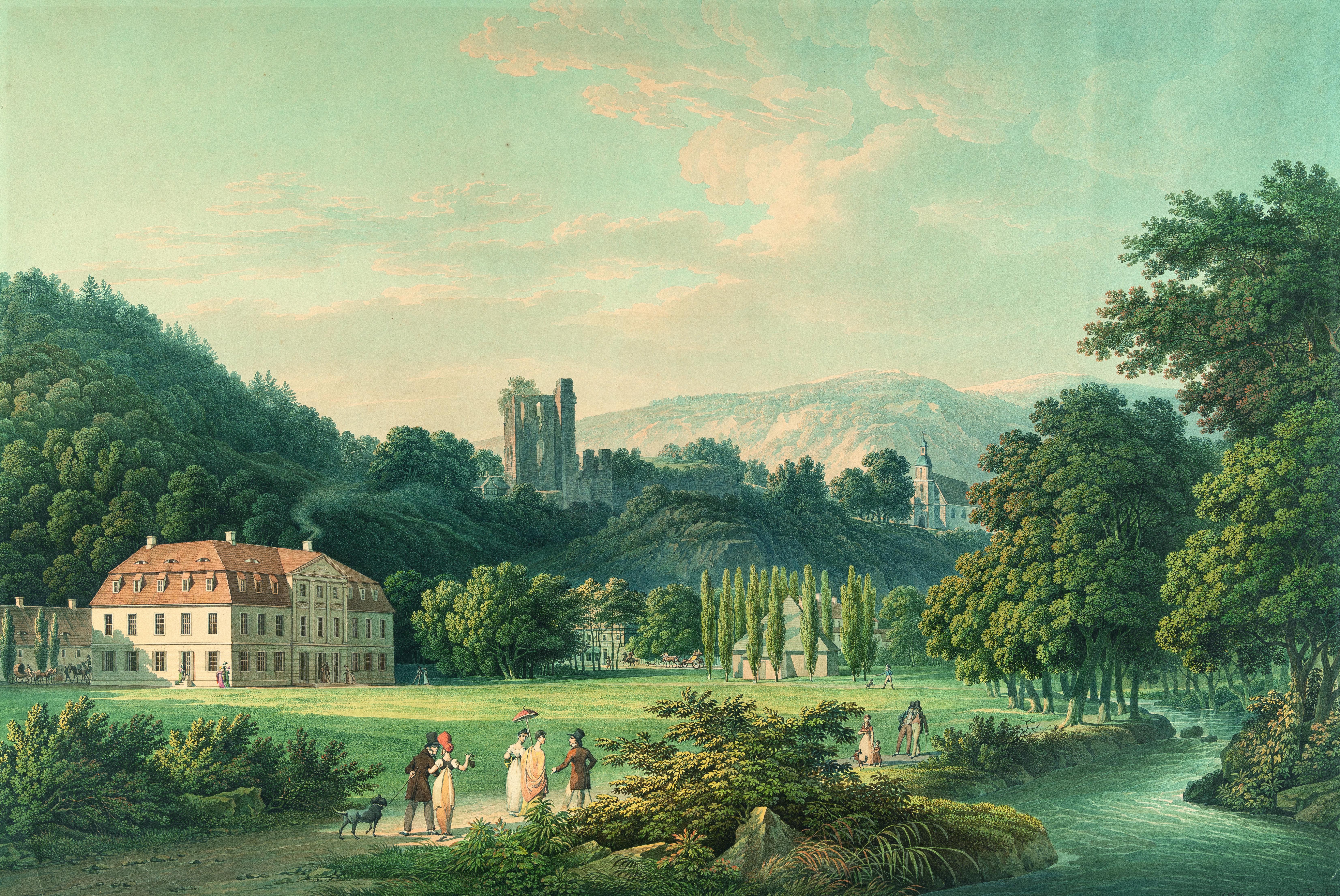 Christian Gottlob Hammer - Burgruine, Badehaus und Promenade von Tharandt