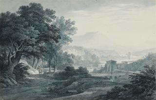 Christian Gottlob Hammer - Südliche Landschaft im Stile von Claude Lorrain