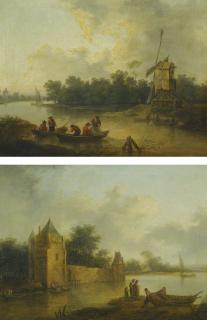 Christian Hilfgott Brand - River Landscape With A Windmill; River Landscape With A Fortified House