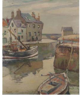 Christian Jane Fergusson - Fishing boats in a harbour