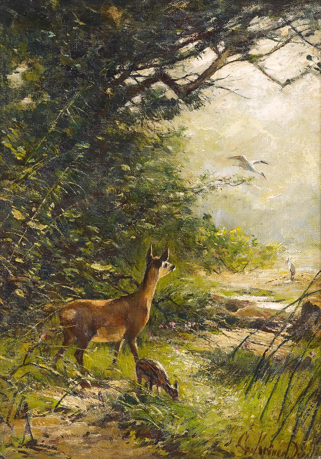 Christian Kröner - Reh mit Jungem