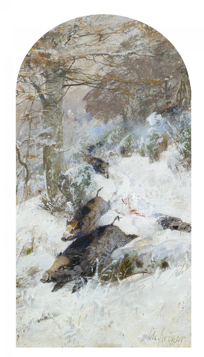 Christian Kröner - Wildschweine im Schnee.