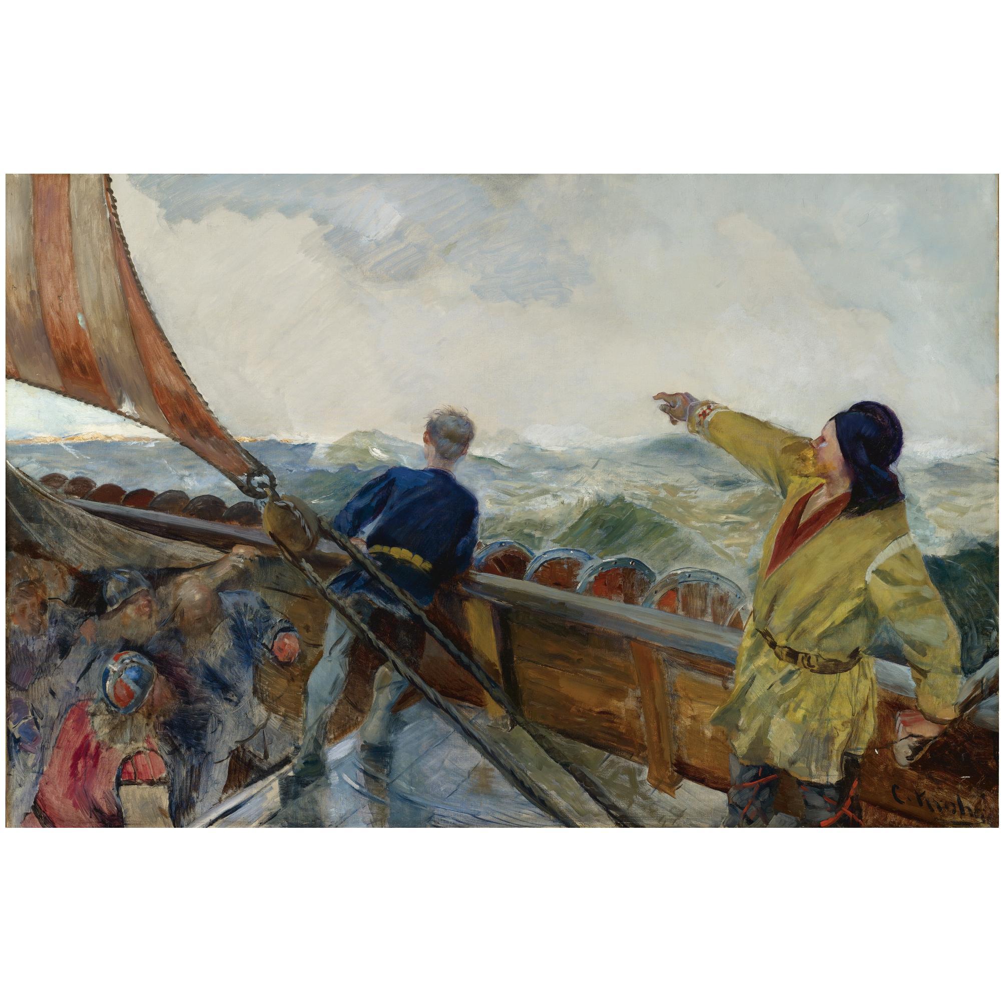 Christian Krohg - Norwegian leif Eriksson Oppdager Amerika (Leif Eriksson Discovers America)