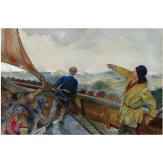 Christian Krohg - Norwegian leif Eriksson Oppdager Amerika (Leif Eriksson Discovers America)