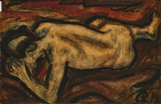 Christian Rohlfs - Liegender, aufgestützter Rückenakt.