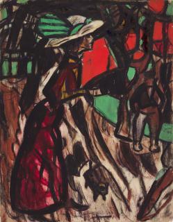 Christian Rohlfs - Strassenszene mit einer Frau, Begegnungen (Street Scene with a Woman, Encounters)