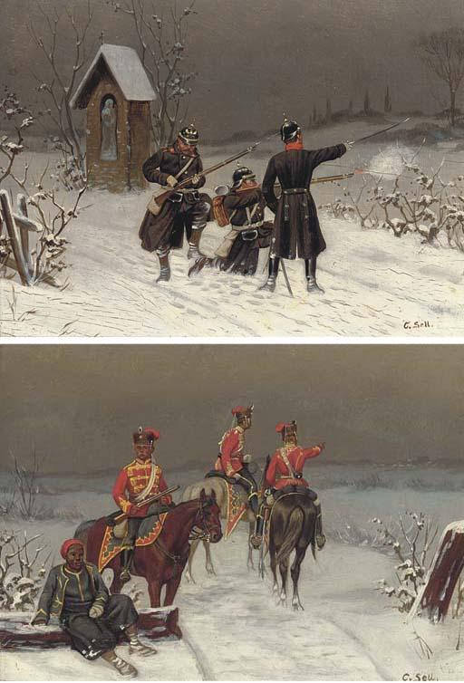 Christian Sell - Dragoons In The Snow; And Prussian Infantry