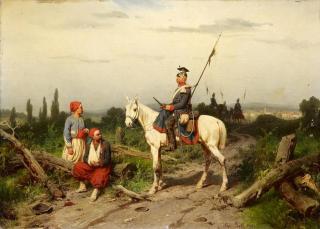 Christian Sell - Preußische Ulanen mit Verwundeten.