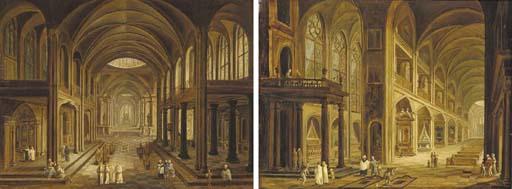 Christian Stocklin - Figures in a Cathedral interior