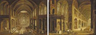 Christian Stocklin - Figures in a Cathedral interior