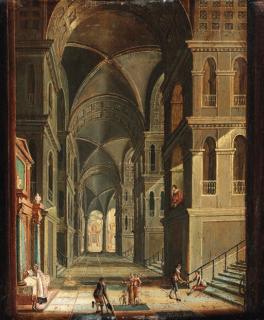 Christian Stocklin - The interior of a cathedral with figures