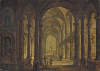 Christian Stocklin - The interior of a church at night
