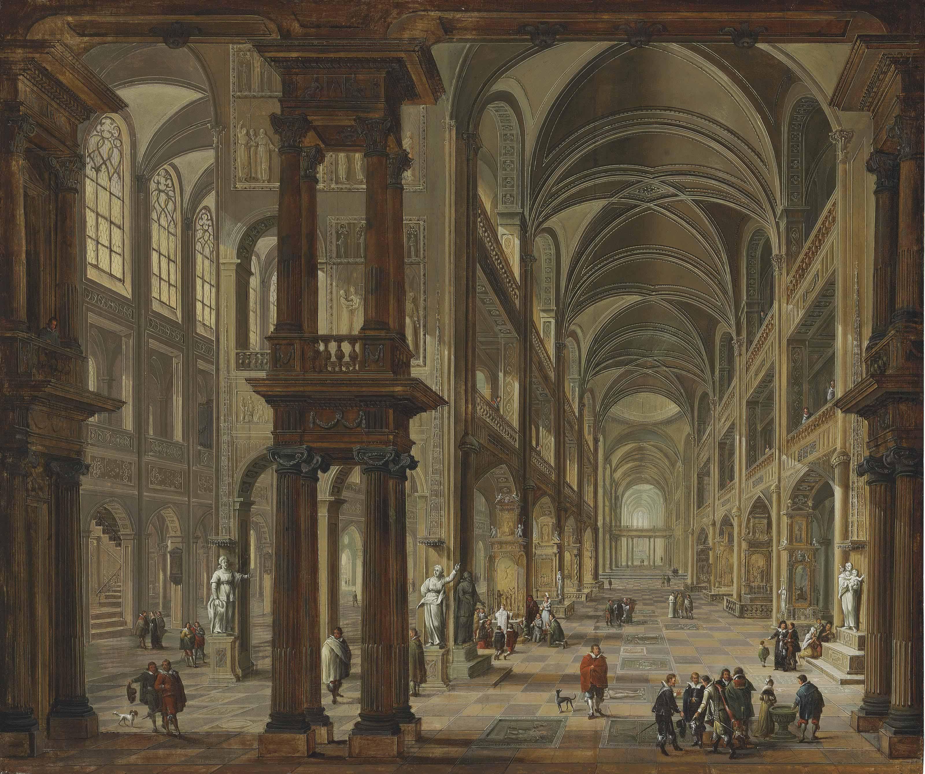 Christian Stöcklin - An Imaginary Church Interior With Figures