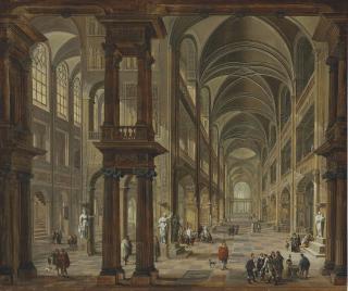 Christian Stöcklin - An Imaginary Church Interior With Figures