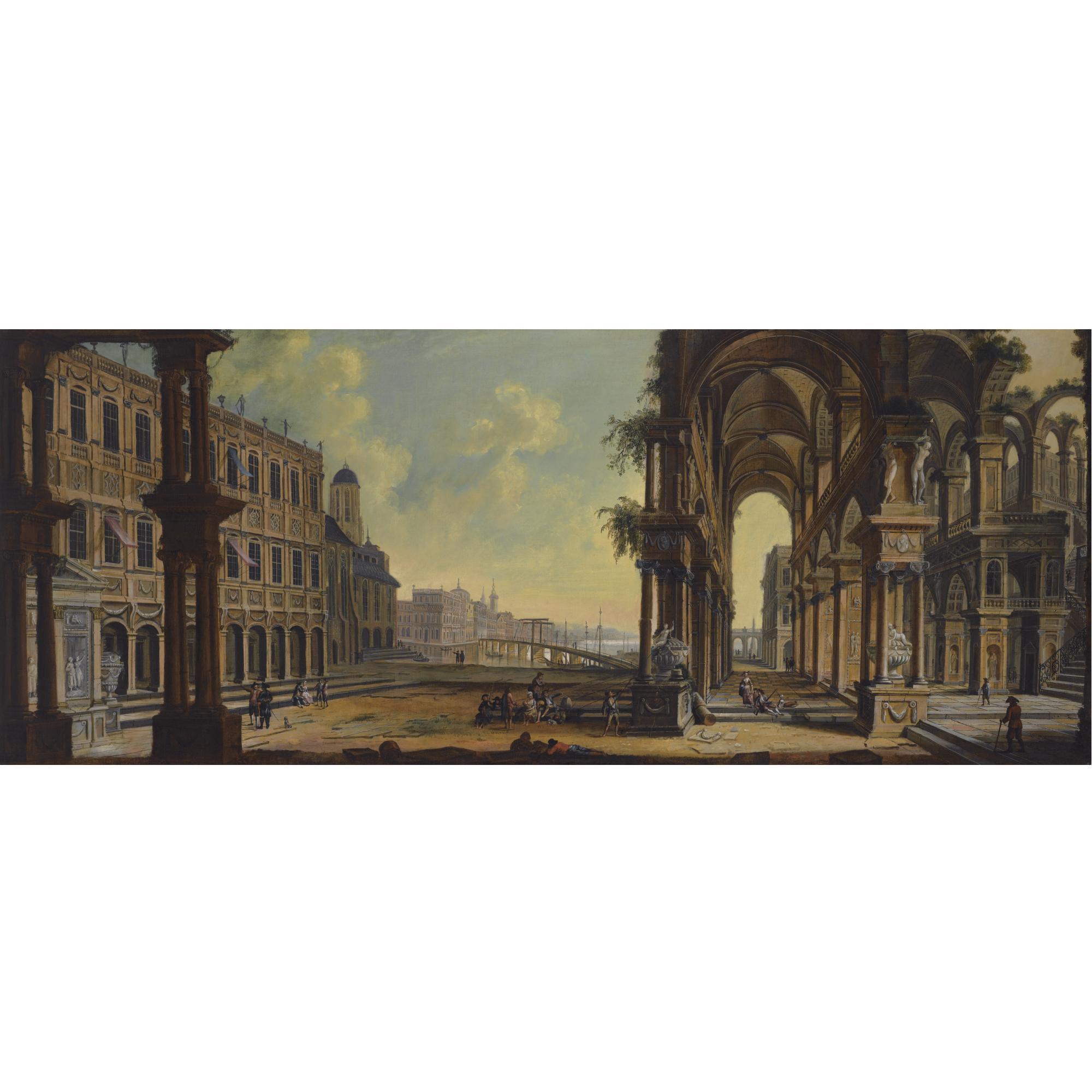 Christian Stöcklin - Capriccio With Architectural Ruins And A Distant View Over A Lake