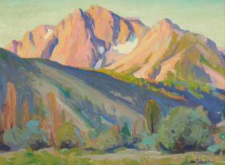 Christian von Schneidau - Sunrise on Mountain at June Lake 12 x 16 in. framed 19 x 23 in.