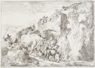 Christian Wilhelm Ernst Dietrich - 2 Bll.: Die Frau mit den Kindern am Fenster – Die zum Tor