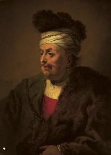 Christian Wilhelm Ernst Dietrich - A man wearing a fur headdress and robe