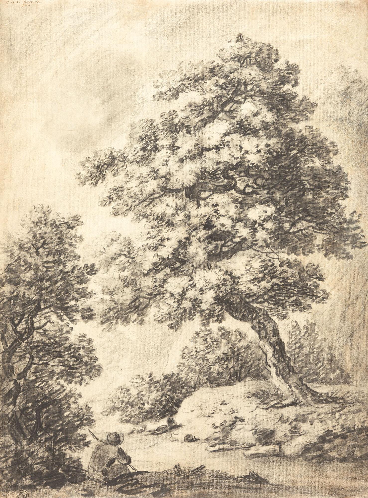 Christian Wilhelm Ernst Dietrich - An einem Fluss rastender Wanderer.